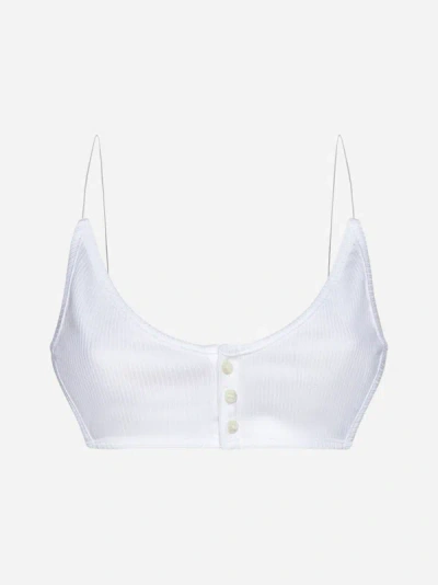 Shop Y/project Invisible Strap Cotton Bralette In Optic White