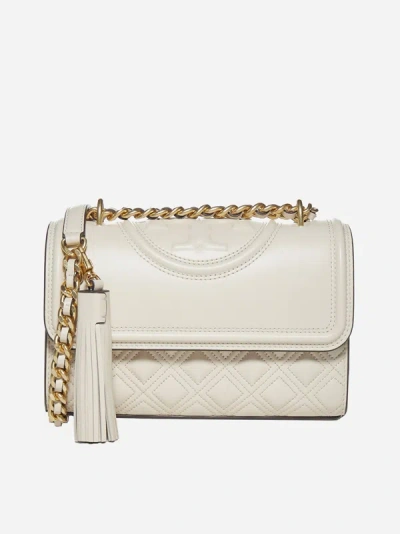 Shop Tory Burch Fleming Convertible Small Leather Bag In Cream