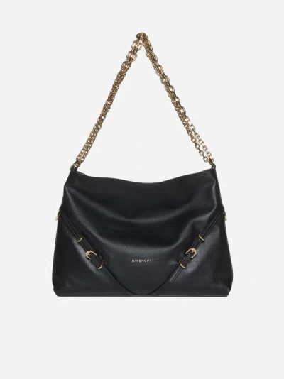 Shop Givenchy Voyou Leather Medium Bag In Black