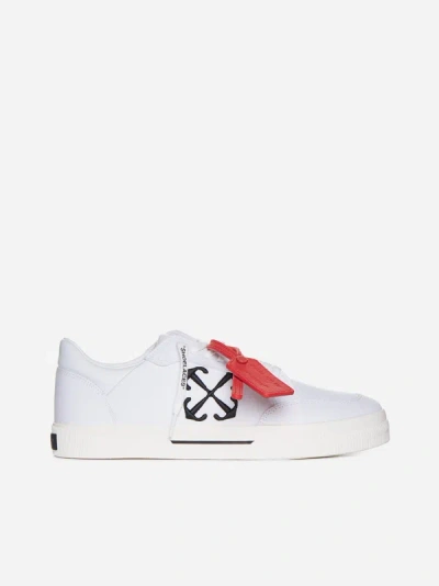 Shop Off-white Low Vulcanized Canvas Sneakers In White,black