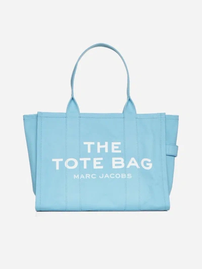 Shop Marc Jacobs The Large Tote Cotton Bag In Aqua