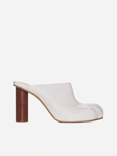 Shop Jw Anderson Paw Leather Mules In Off White