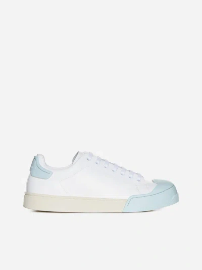 Shop Marni Dada Bumper Leather Sneakers In White,mineral Ice
