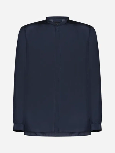 Shop Giorgio Armani Silk Shirt In Maritime Blue