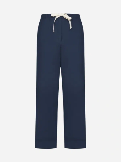 Shop Max Mara S Argento Cotton Trousers In Blue