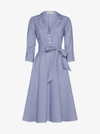 Shop Blanca Vita Allamanda Striped Cotton-blend Dress In White,blue