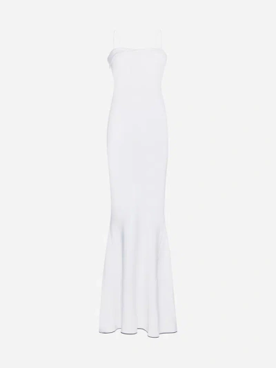 Shop Jacquemus Aro Viscose-blend Long Dress In White