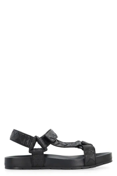 Shop Bottega Veneta Trip Leather Sandals In Black