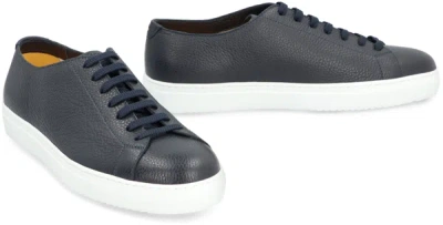 Shop Doucal's Leather Low-top Sneakers In Blue