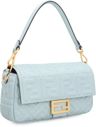 Shop Fendi Baguette Leather Bag In Blue