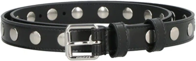 Shop Gucci Studded Leather Belt In Black
