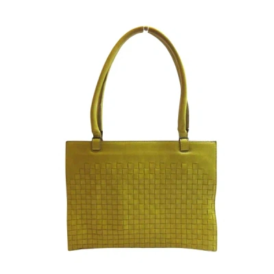 Shop Bottega Veneta Intrecciato Yellow Leather Shoulder Bag ()