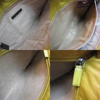 Shop Bottega Veneta Intrecciato Yellow Leather Shoulder Bag ()
