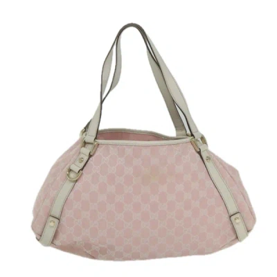 Shop Gucci Abbey Pink Canvas Shoulder Bag ()