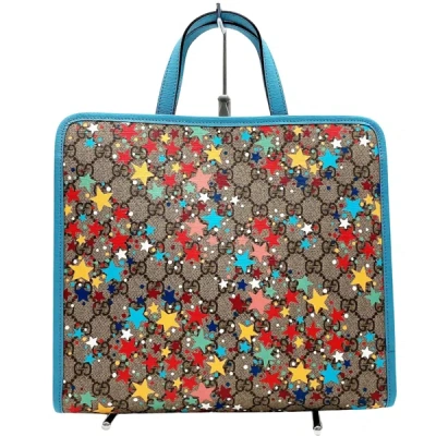 Shop Gucci Cabas Blue Leather Tote Bag ()