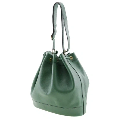 Shop Hermes Hermès Market Green Leather Shoulder Bag ()