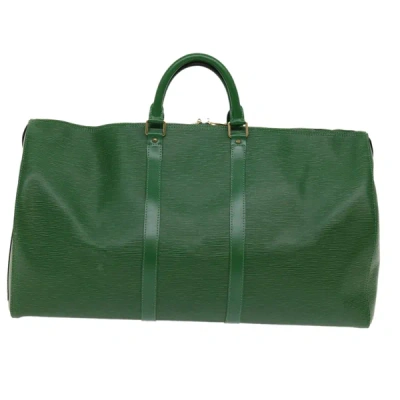 Pre-owned Louis Vuitton Keepall 60 Green Leather Travel Bag ()