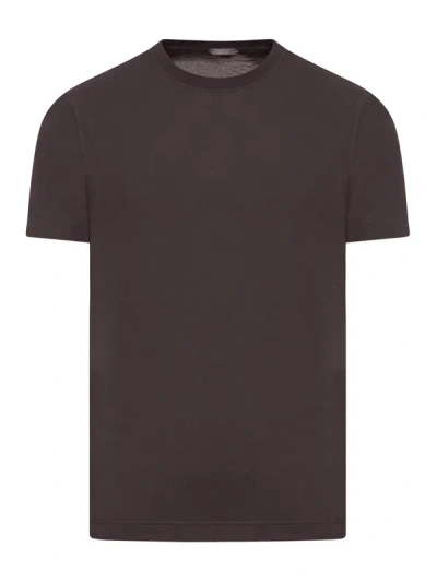 Shop Zanone Basic Round-neck T-shirt In Brown