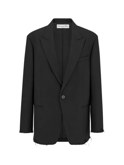 Shop Dior Black Wool And Mohair Oversized Blazer