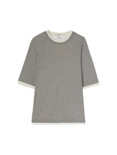 Shop Jil Sander Layered Cotton T-shirt In Grey