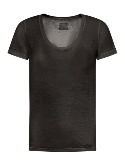 Shop 120% Lino Short Sleeve Women Tshirt In Black