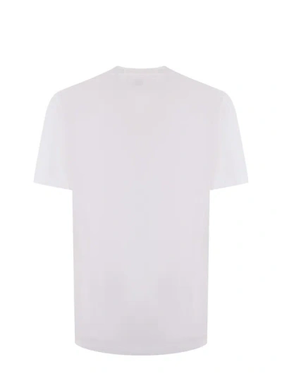 C.p. Company White T-shirt With Vertical Logo Printed On The Front In Cotton Man In Bianco Latte
