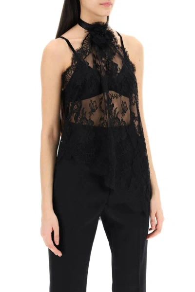 Shop Dolce & Gabbana "chantilly Lace Top With Flower Detail