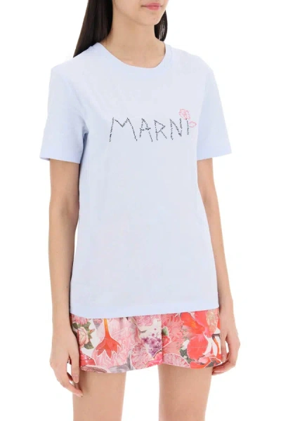 Shop Marni Hand Embroidered Logo T Shirt