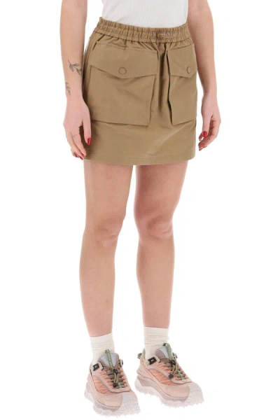 Shop Moncler Technical Cotton Cargo Mini Skirt