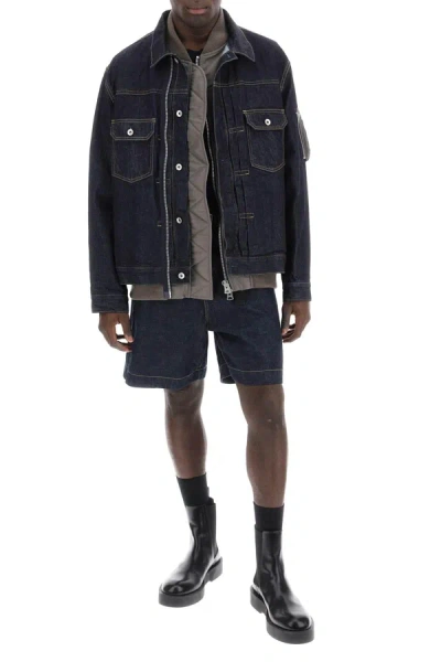 Shop Sacai Denim Bermuda Shorts With Removable Belt