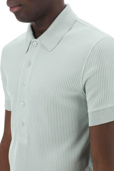 Shop Tom Ford "ribbed Knit Polo With Shiny