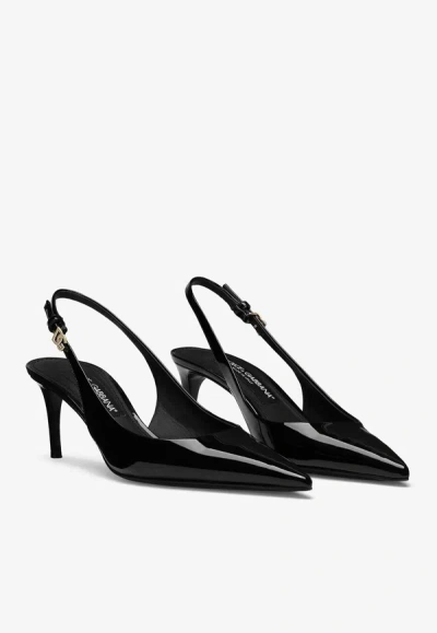Shop Dolce & Gabbana 60 Patent Leather Slingback Pumps In Black