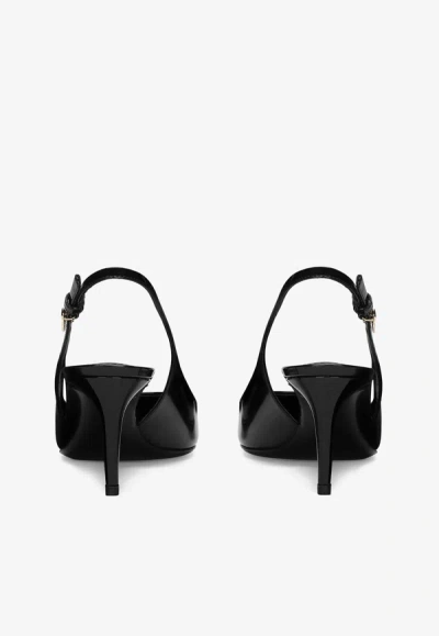 Shop Dolce & Gabbana 60 Patent Leather Slingback Pumps In Black