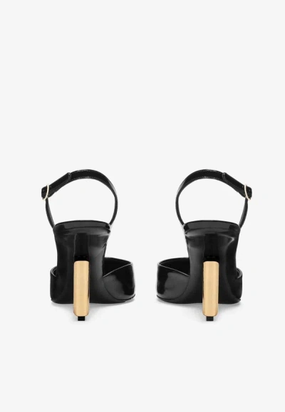 Dolce & Gabbana Lollo Patent Leather Slingback Pumps In Black