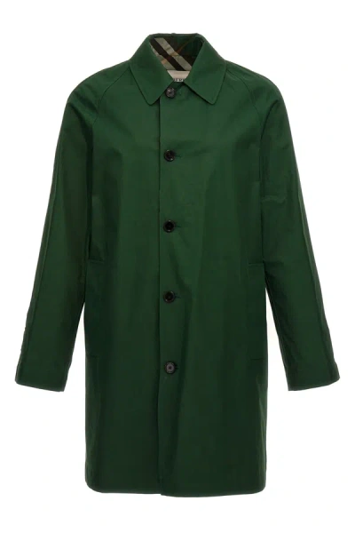 Shop Burberry Men Medium Reversible Car Coat Check In Green