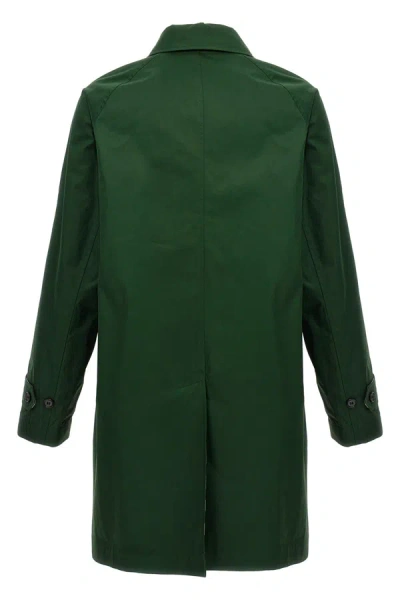 Burberry Reversible Car Coat Check Pattern In Green