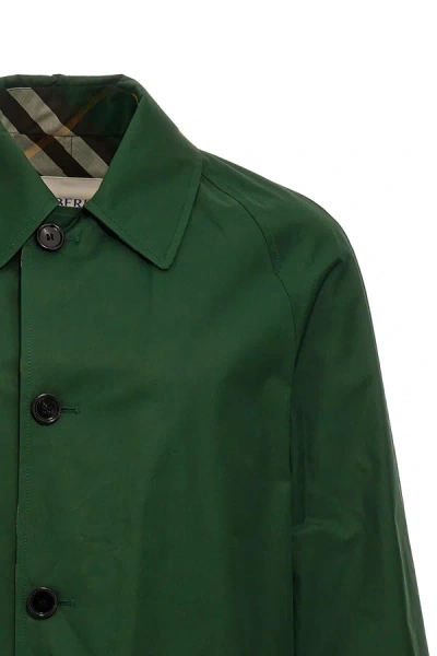 Burberry Reversible Car Coat Check Pattern In Green