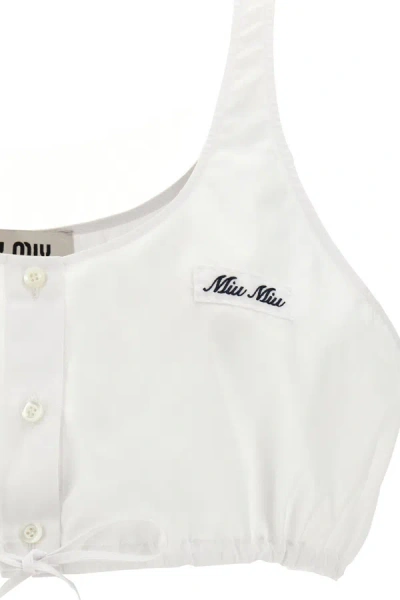 Shop Miu Miu Women Poplin Top In White