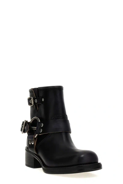 Shop Miu Miu Women Vintage Leather Ankle Boots In Black