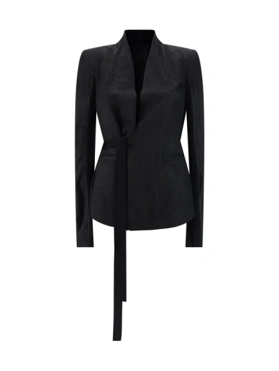 Shop Rick Owens Women Leather Hollywood Jacket In Black
