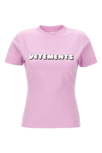 Shop Vetements Women 'logo' T-shirt In Pink