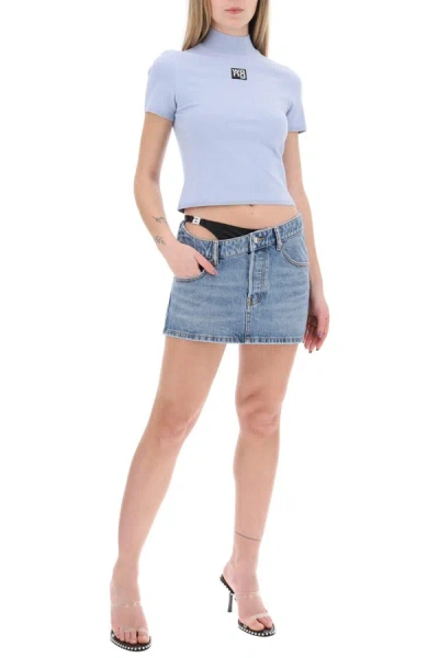 Shop Alexander Wang Asymmetric Waist Mini Skirt With Logo Insert