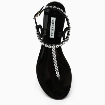 Shop Aquazzura Almost Bare Black Sandal With Crystals
