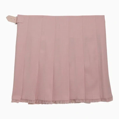 Shop Burberry Pink Cameo Wool Skirt