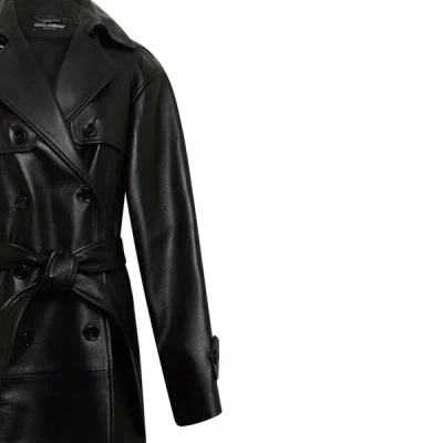 Shop Dolce & Gabbana Leather Coat Foto