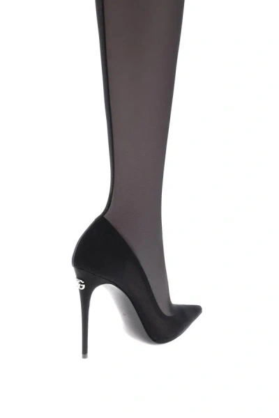 Shop Dolce & Gabbana Stretch Tulle Thigh High Boots