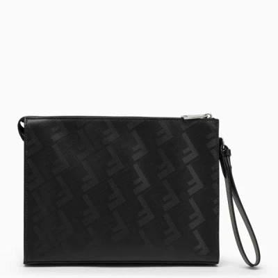 Shop Fendi Clutch Shadow Diagonal Black Leather