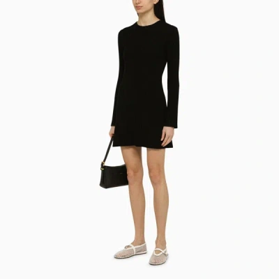 Shop Loulou Studio Black Ribbed Silk Blend Mini Dress