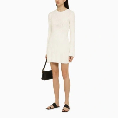 Shop Loulou Studio White Ribbed Silk Blend Mini Dress