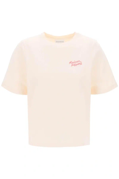Shop Maison Kitsuné Maison Kitsune "round Neck T Shirt With Embroidered